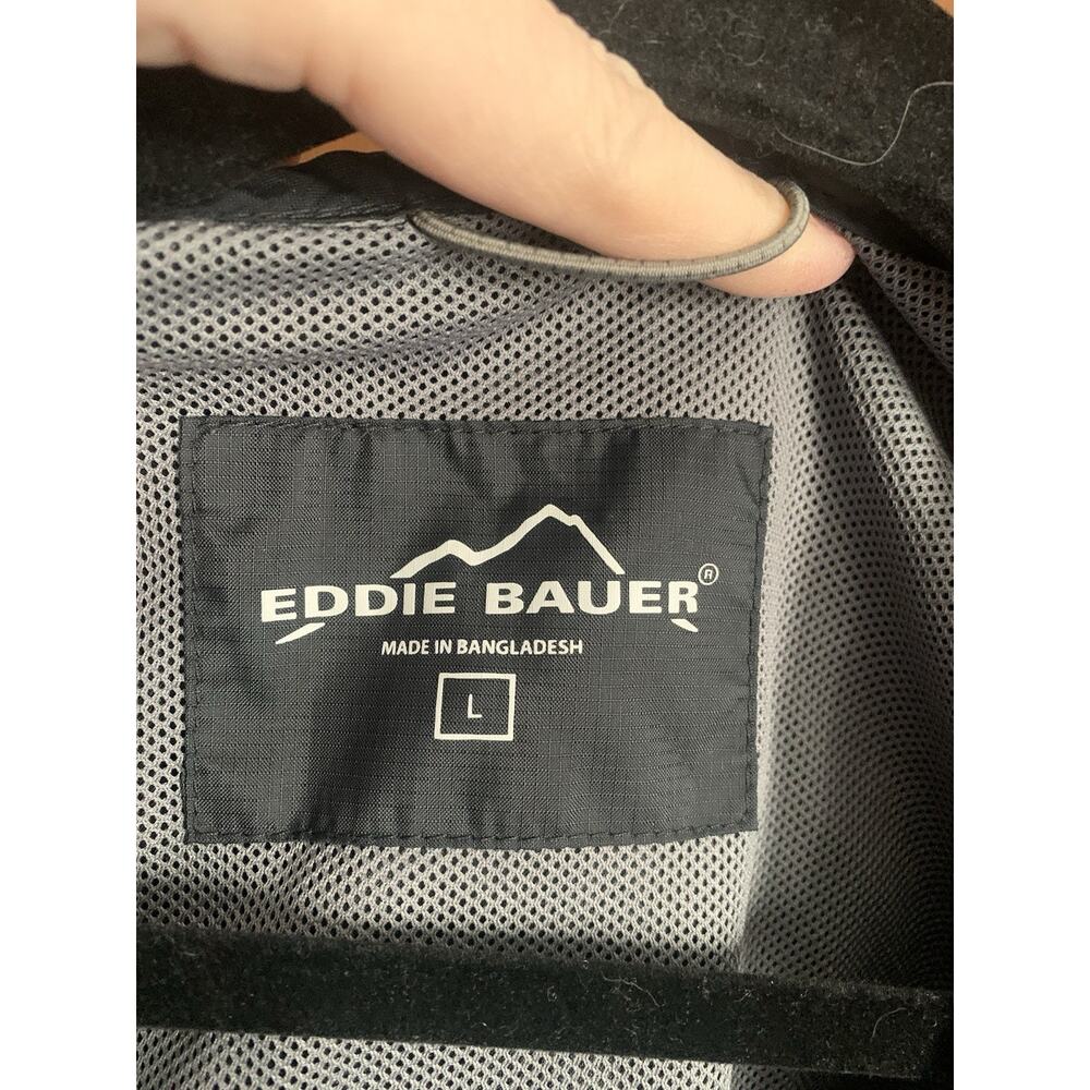 Eddie Bauer Men's Large Black Nylon Full Zip Windbreaker Jacket Outdoor - Picture 4 of 5